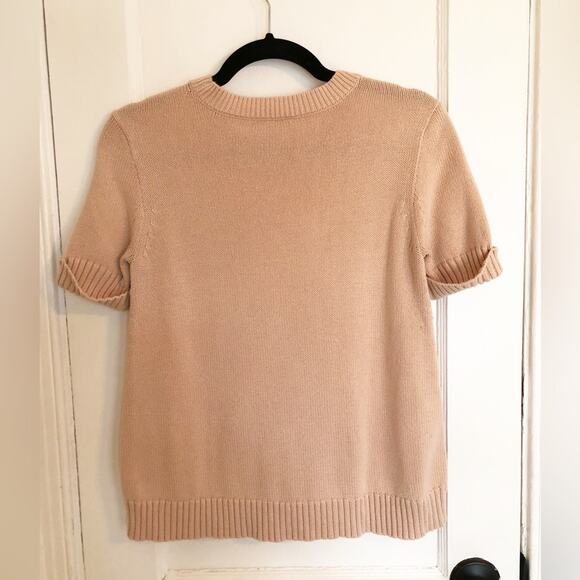J.Crew White and Tan Eyelet Sweater Top - Picture 6 of 9